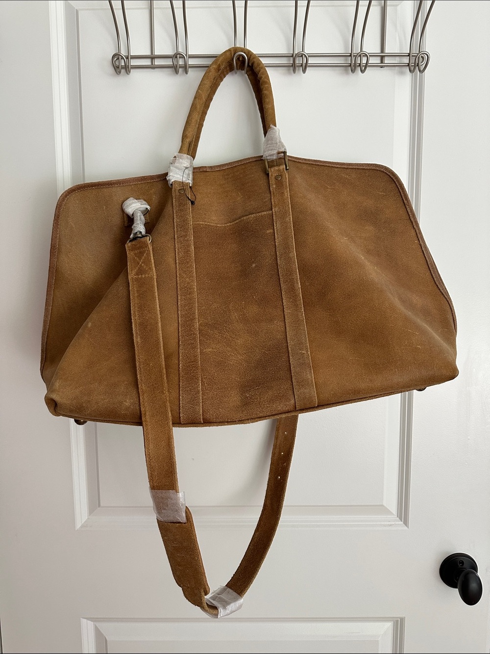 Men's Suede Duffel Bag in Brown - Classic Travel Weekender